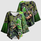 Sydney Thunder Kimono Sleeve Blouse Indigenous Dot Art Superhero Batter Tribal Pattern