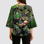 Sydney Thunder Kimono Sleeve Blouse Indigenous Dot Art Superhero Batter Tribal Pattern