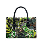 Sydney Thunder Leather Bag Indigenous Dot Art Superhero Batter Tribal Pattern