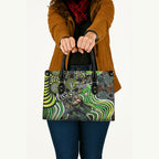 Sydney Thunder Leather Bag Indigenous Dot Art Superhero Batter Tribal Pattern