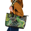 Sydney Thunder Leather Tote Bag Indigenous Dot Art Superhero Batter Tribal Pattern