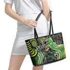 Sydney Thunder Leather Tote Bag Indigenous Dot Art Superhero Batter Tribal Pattern