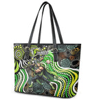 Sydney Thunder Leather Tote Bag Indigenous Dot Art Superhero Batter Tribal Pattern