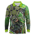 Sydney Thunder Long Sleeve Polo Shirt Indigenous Dot Art Superhero Batter Tribal Pattern
