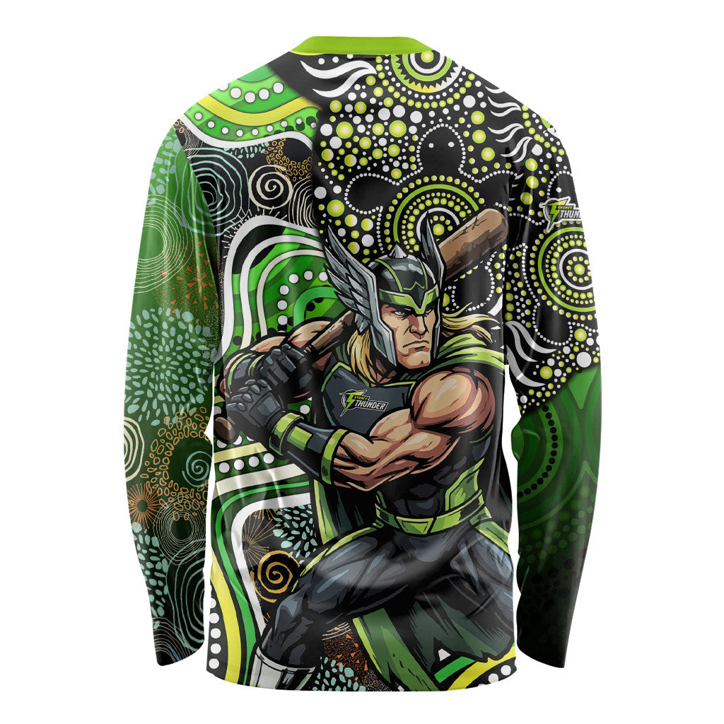 Sydney Thunder Long Sleeve Shirt Indigenous Dot Art Superhero Batter Tribal Pattern