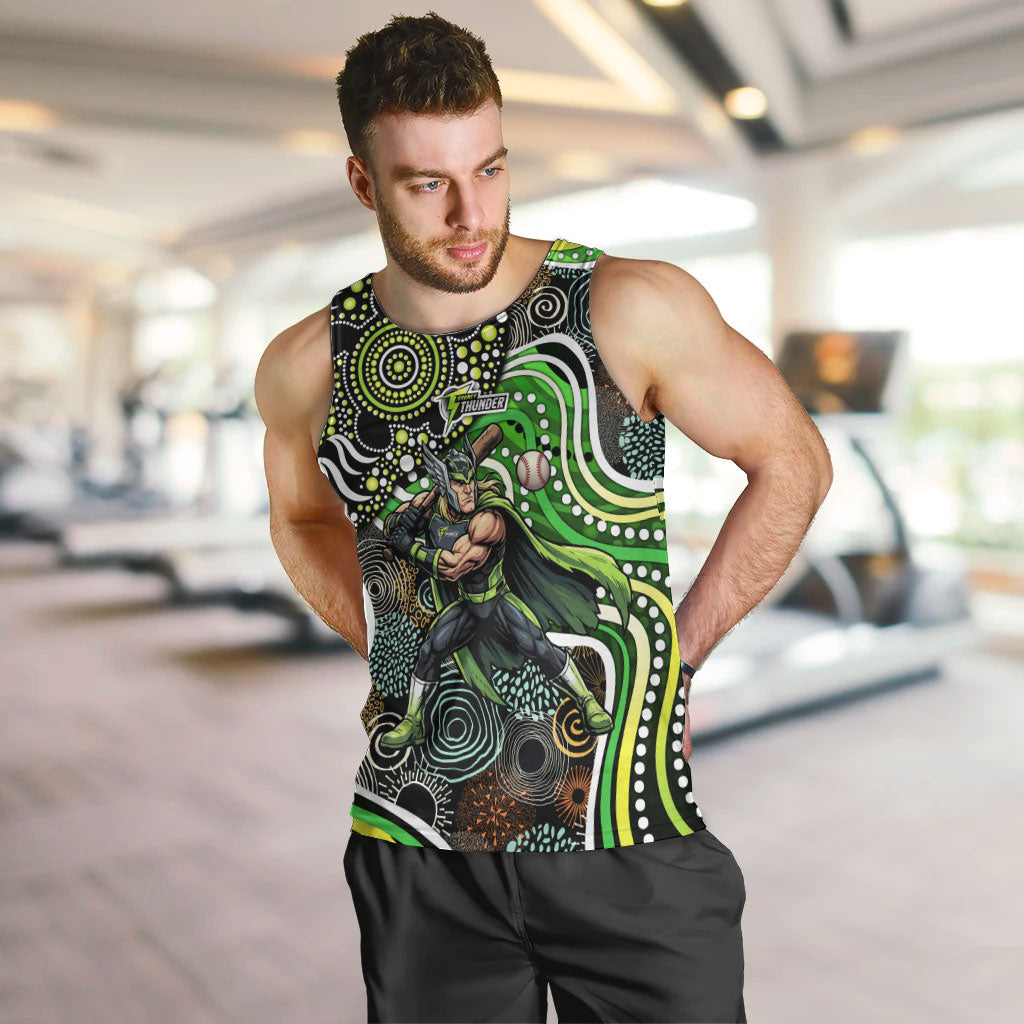 Sydney Thunder Men Tank Top Indigenous Dot Art Superhero Batter Tribal Pattern
