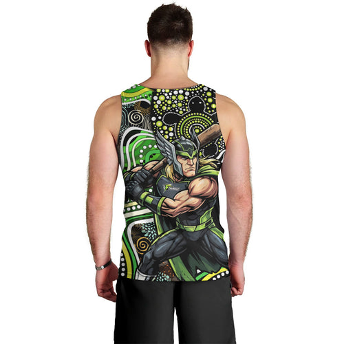 Sydney Thunder Men Tank Top Indigenous Dot Art Superhero Batter Tribal Pattern