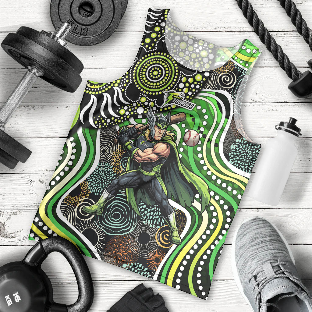 Sydney Thunder Men Tank Top Indigenous Dot Art Superhero Batter Tribal Pattern