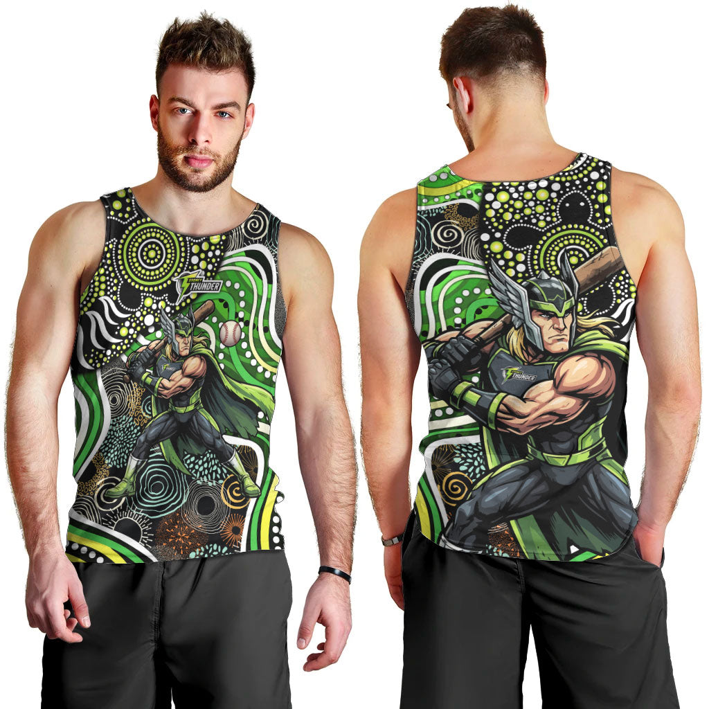 Sydney Thunder Men Tank Top Indigenous Dot Art Superhero Batter Tribal Pattern