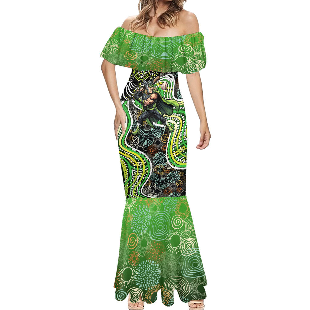 Sydney Thunder Mermaid Dress Indigenous Dot Art Superhero Batter Tribal Pattern