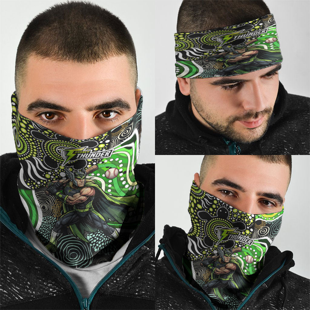 Sydney Thunder Neck Gaiter Indigenous Dot Art Superhero Batter Tribal Pattern
