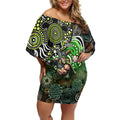 Sydney Thunder Off Shoulder Short Dress Indigenous Dot Art Superhero Batter Tribal Pattern