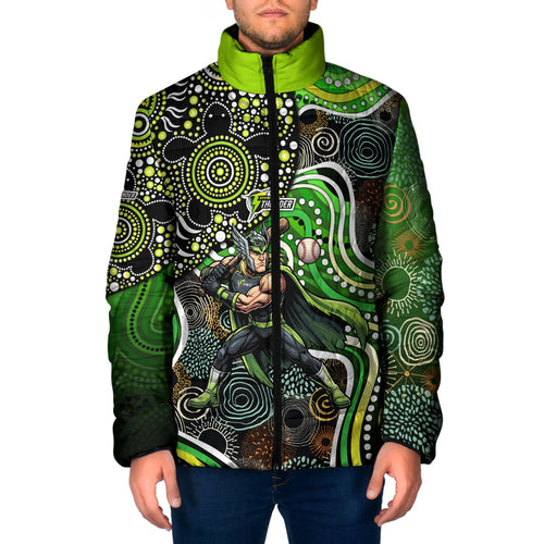 Sydney Thunder Padded Jacket Indigenous Dot Art Superhero Batter Tribal Pattern