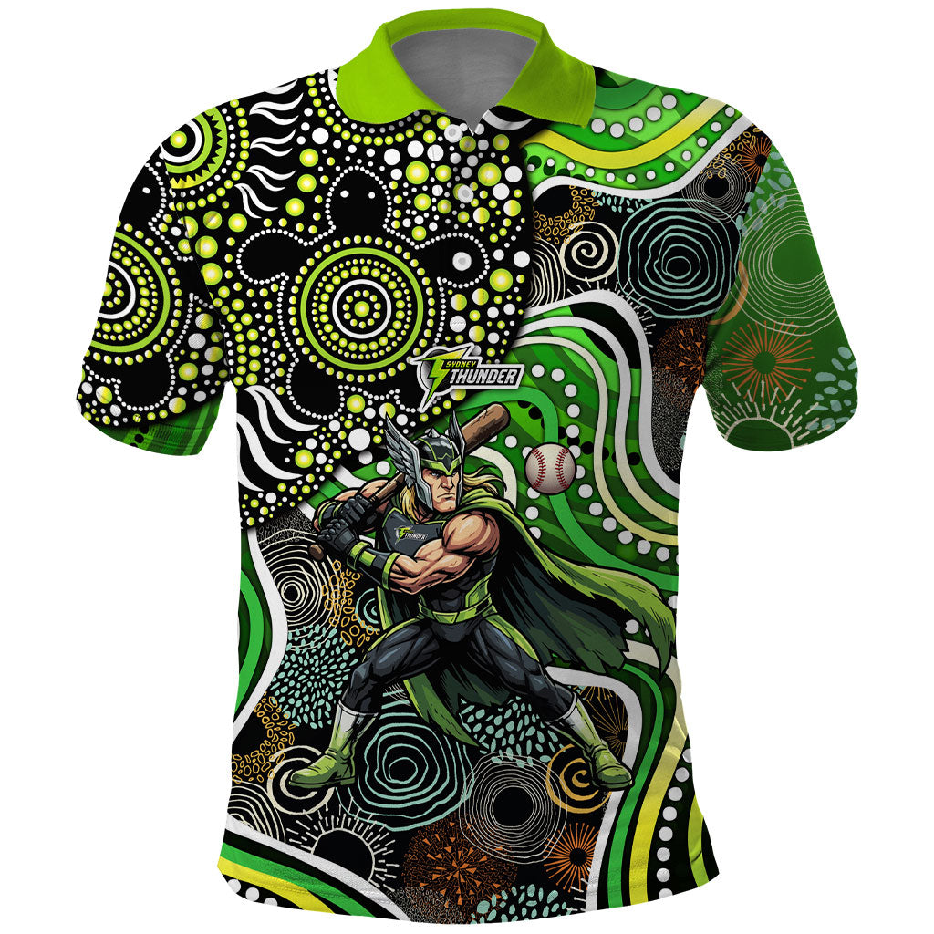 Sydney Thunder Polo Shirt Indigenous Dot Art Superhero Batter Tribal Pattern