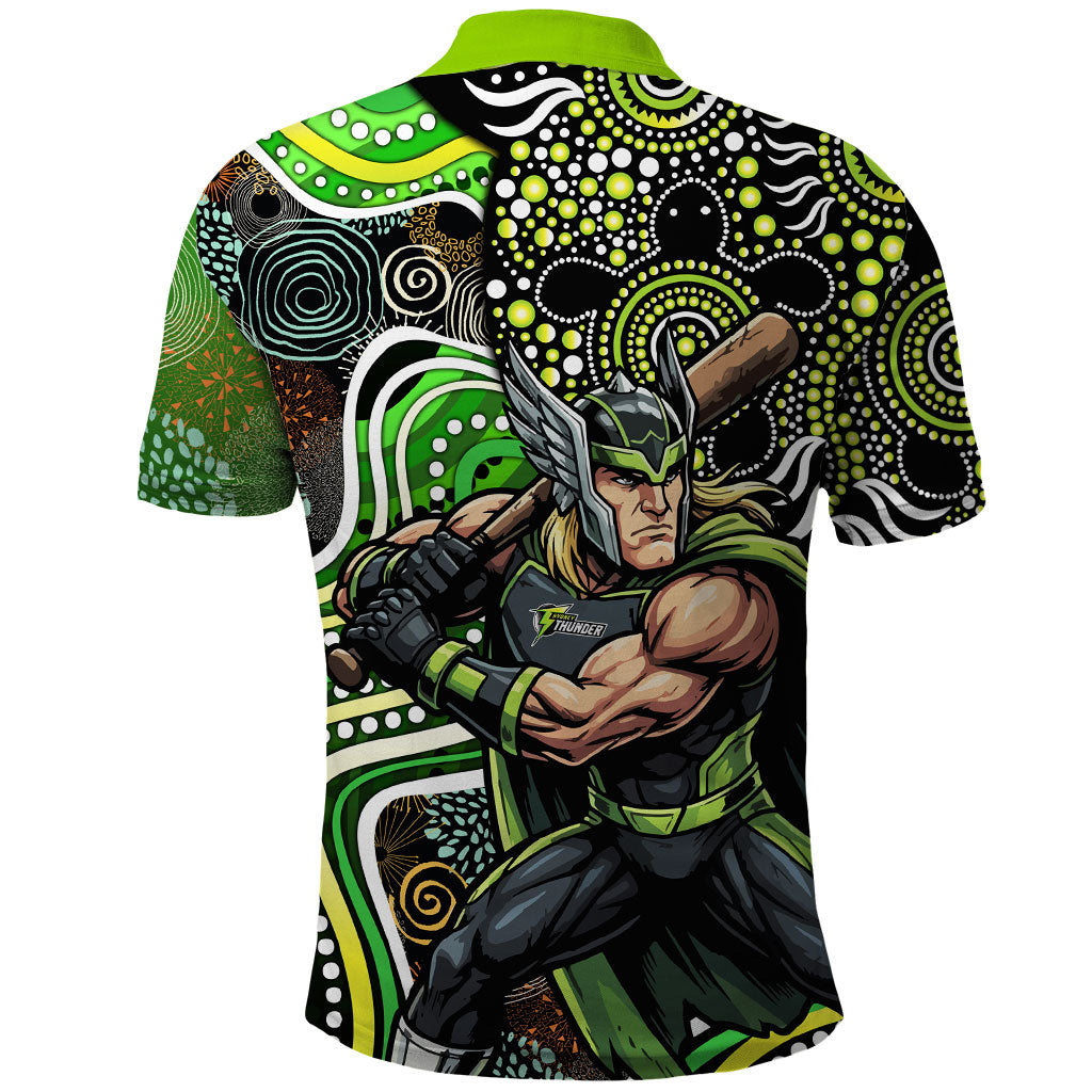 Sydney Thunder Polo Shirt Indigenous Dot Art Superhero Batter Tribal Pattern