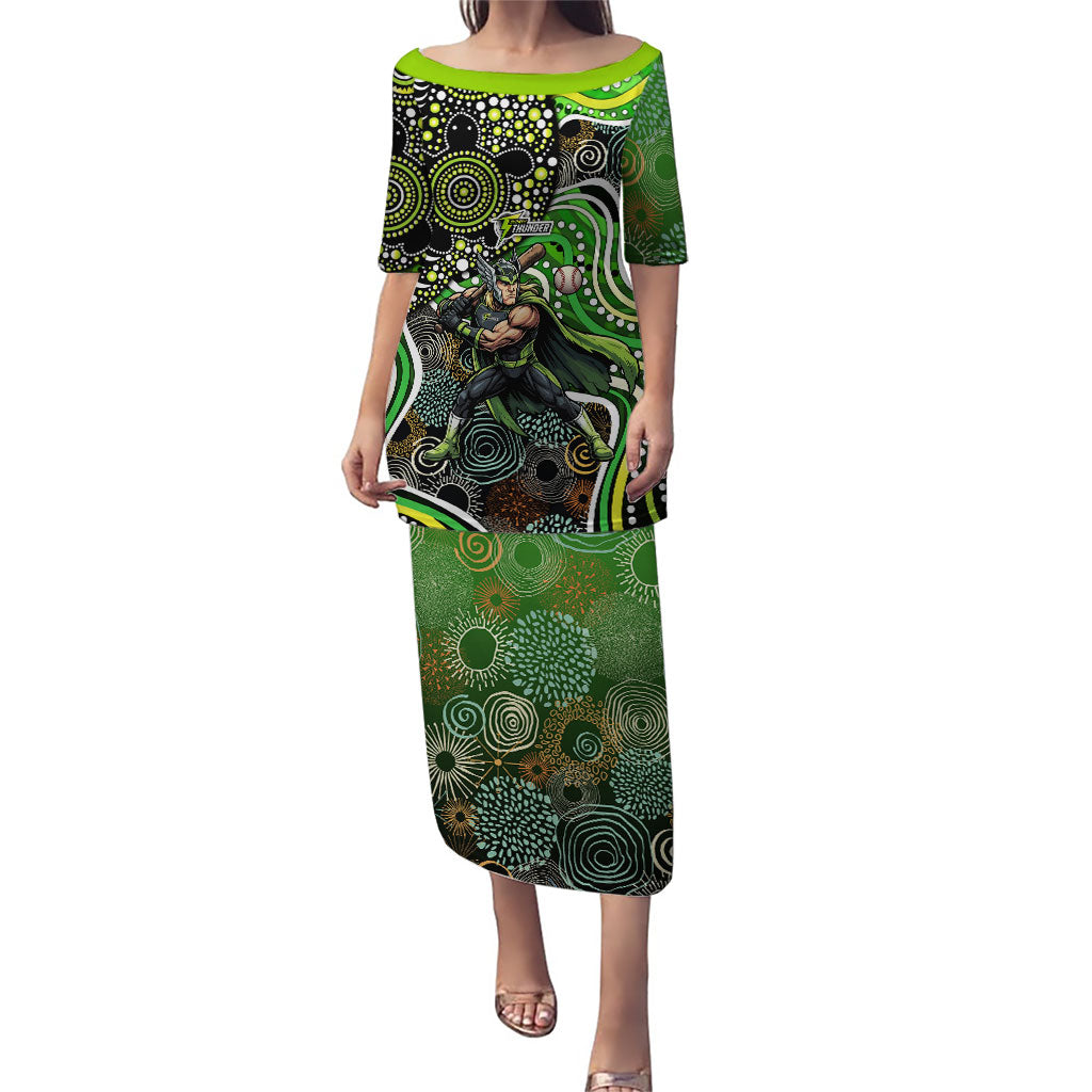 Sydney Thunder Puletasi Indigenous Dot Art Superhero Batter Tribal Pattern
