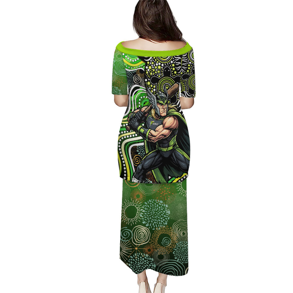 Sydney Thunder Puletasi Indigenous Dot Art Superhero Batter Tribal Pattern