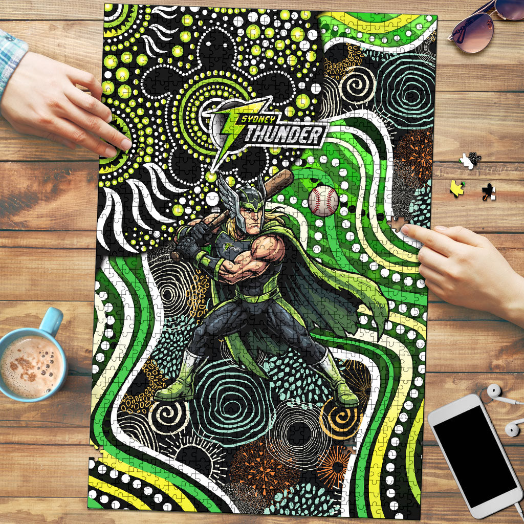 Sydney Thunder Puzzle Indigenous Dot Art Superhero Batter Tribal Pattern