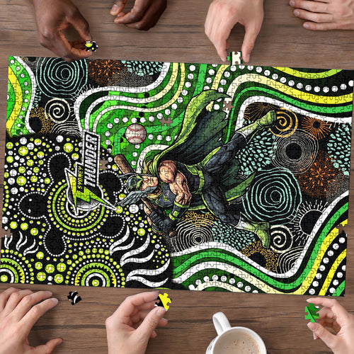 Sydney Thunder Puzzle Indigenous Dot Art Superhero Batter Tribal Pattern