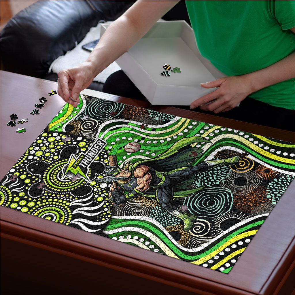 Sydney Thunder Puzzle Indigenous Dot Art Superhero Batter Tribal Pattern