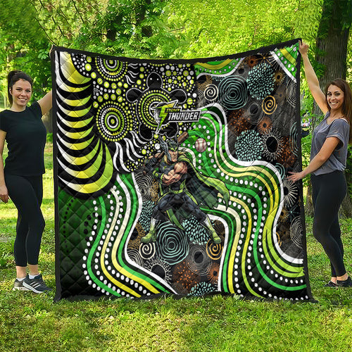 Sydney Thunder Quilt Indigenous Dot Art Superhero Batter Tribal Pattern