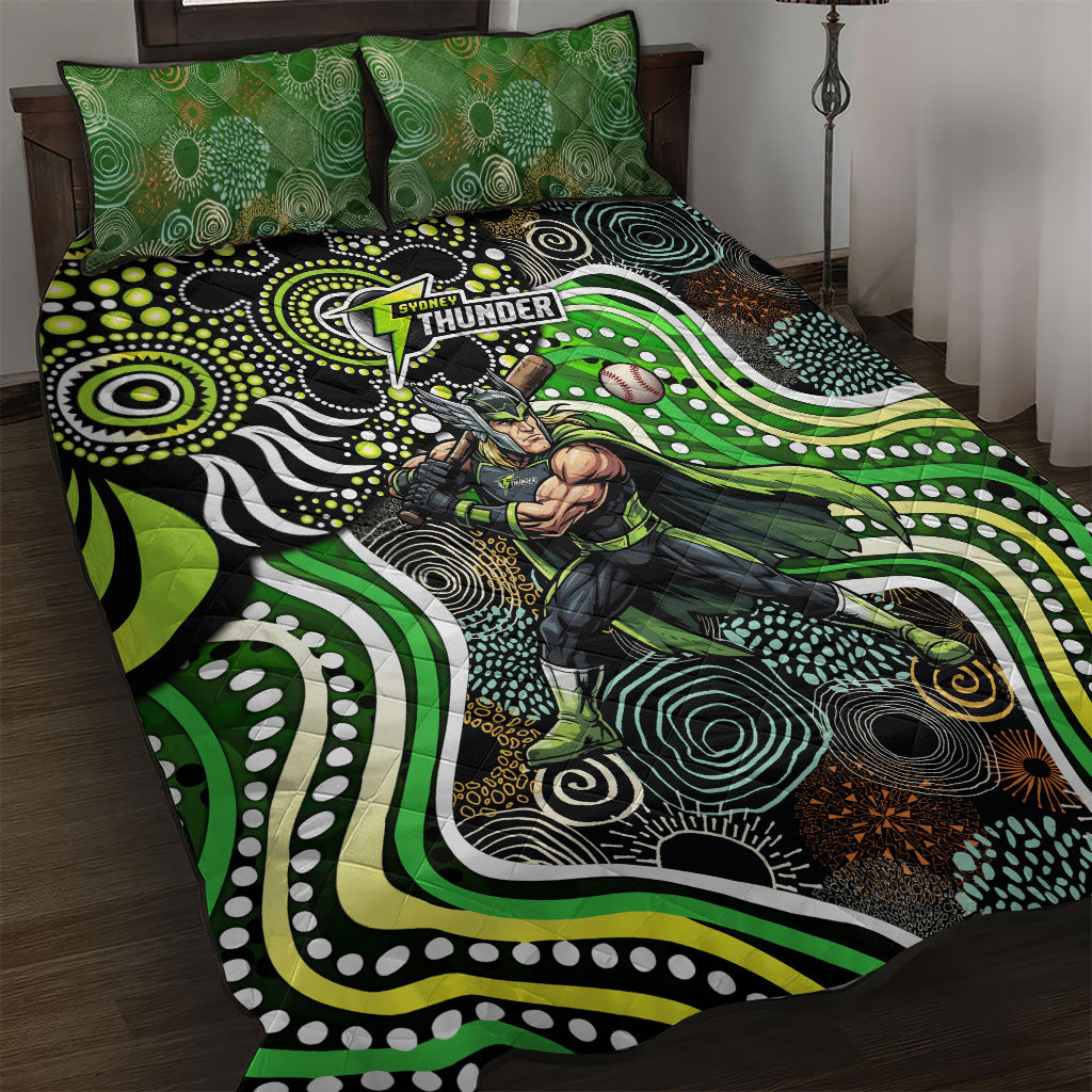 Sydney Thunder Quilt Bed Set Indigenous Dot Art Superhero Batter Tribal Pattern
