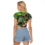Sydney Thunder Raglan Cropped T Shirt Indigenous Dot Art Superhero Batter Tribal Pattern