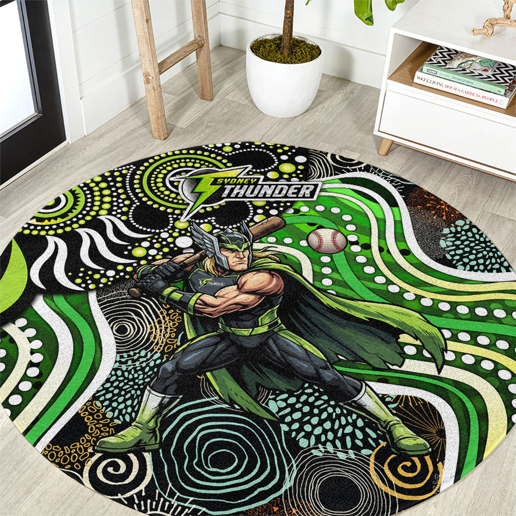 Sydney Thunder Round Carpet Indigenous Dot Art Superhero Batter Tribal Pattern