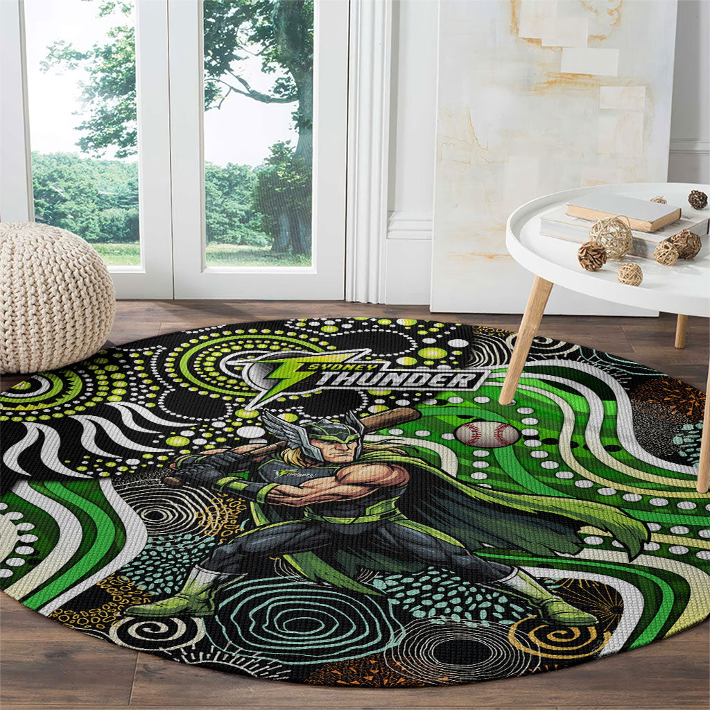 Sydney Thunder Round Carpet Indigenous Dot Art Superhero Batter Tribal Pattern