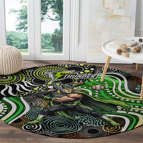 Sydney Thunder Round Carpet Indigenous Dot Art Superhero Batter Tribal Pattern