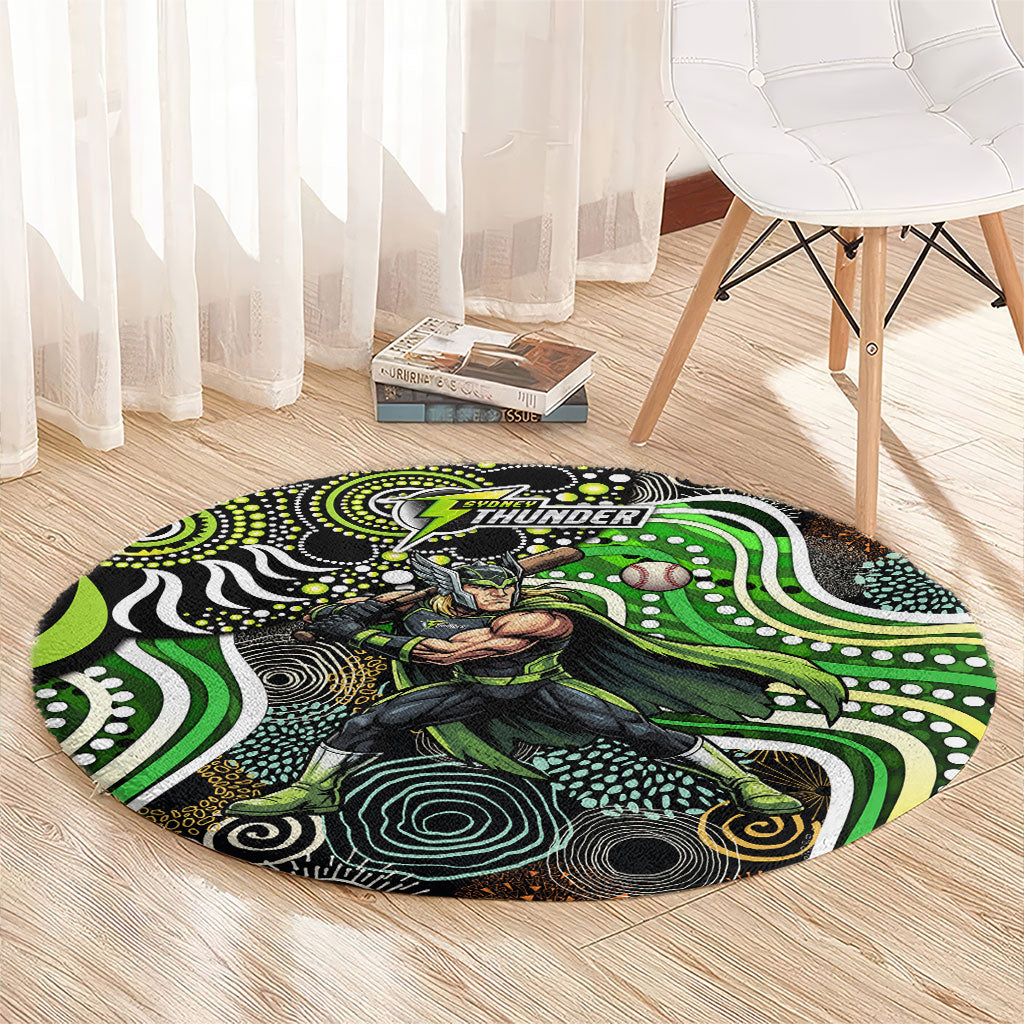 Sydney Thunder Round Carpet Indigenous Dot Art Superhero Batter Tribal Pattern
