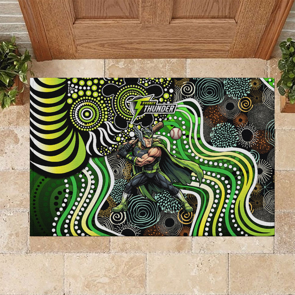 Sydney Thunder Rubber Doormat Indigenous Dot Art Superhero Batter Tribal Pattern
