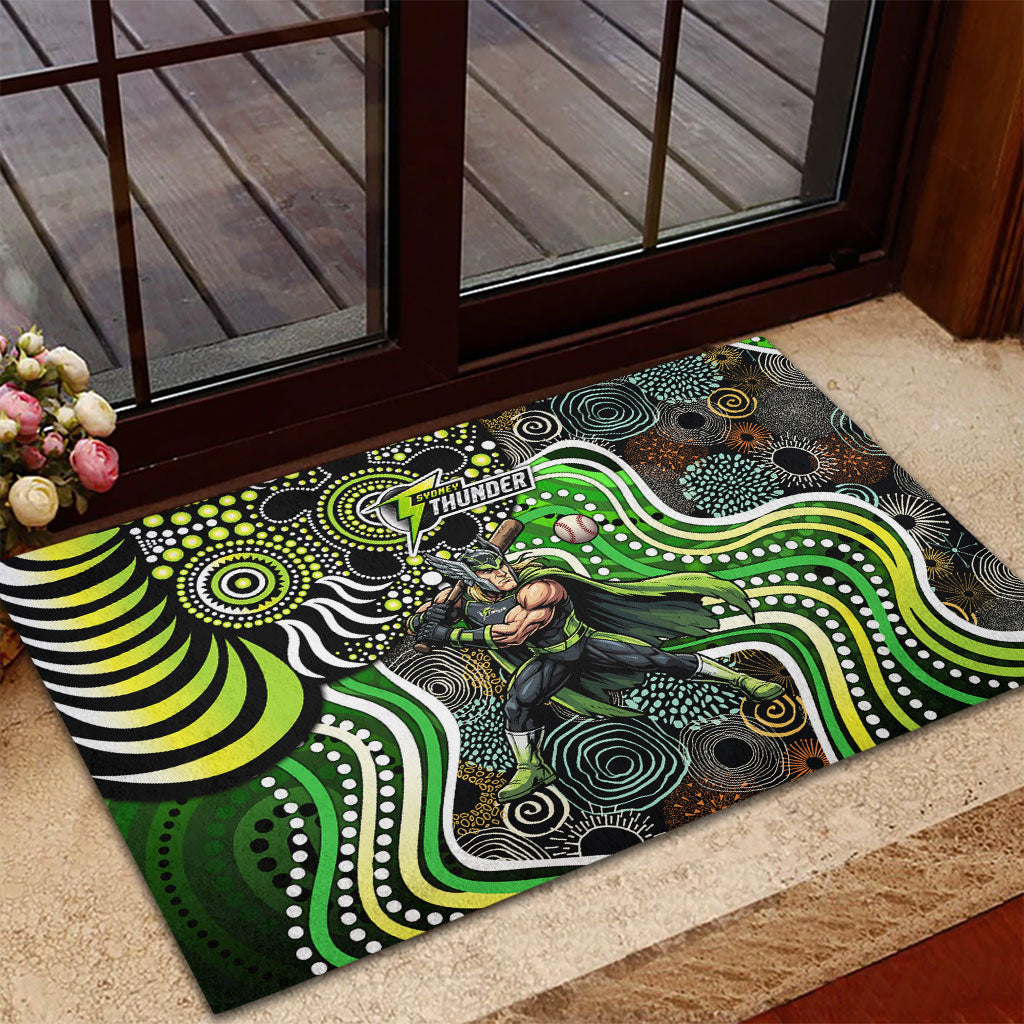 Sydney Thunder Rubber Doormat Indigenous Dot Art Superhero Batter Tribal Pattern