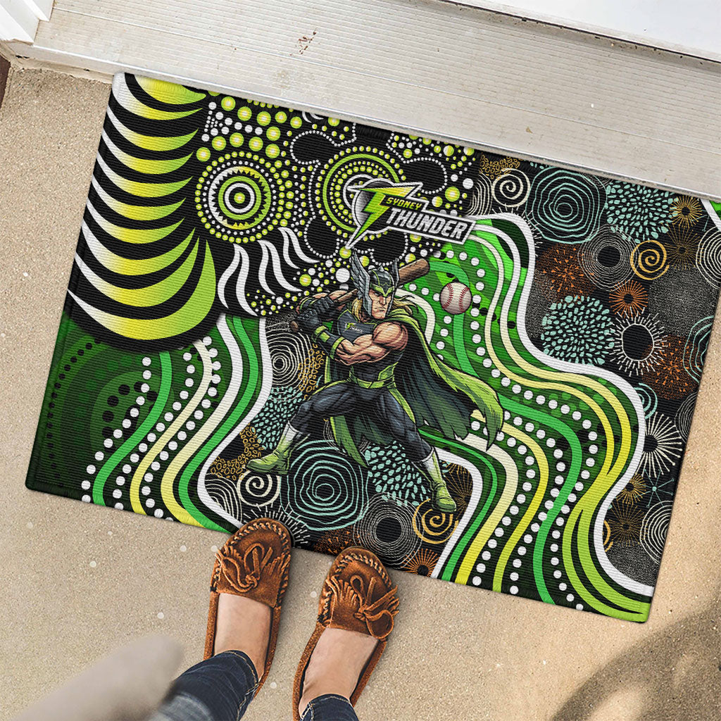 Sydney Thunder Rubber Doormat Indigenous Dot Art Superhero Batter Tribal Pattern