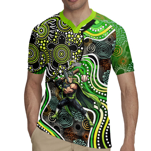 Sydney Thunder Rugby Jersey Indigenous Dot Art Superhero Batter Tribal Pattern