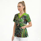 Sydney Thunder Scrub Top Indigenous Dot Art Superhero Batter Tribal Pattern
