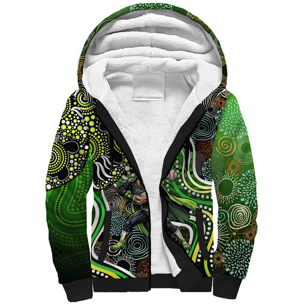 Sydney Thunder Sherpa Hoodie Indigenous Dot Art Superhero Batter Tribal Pattern