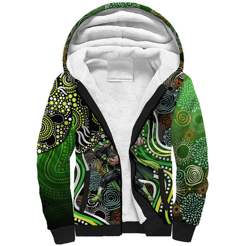 Sydney Thunder Sherpa Hoodie Indigenous Dot Art Superhero Batter Tribal Pattern