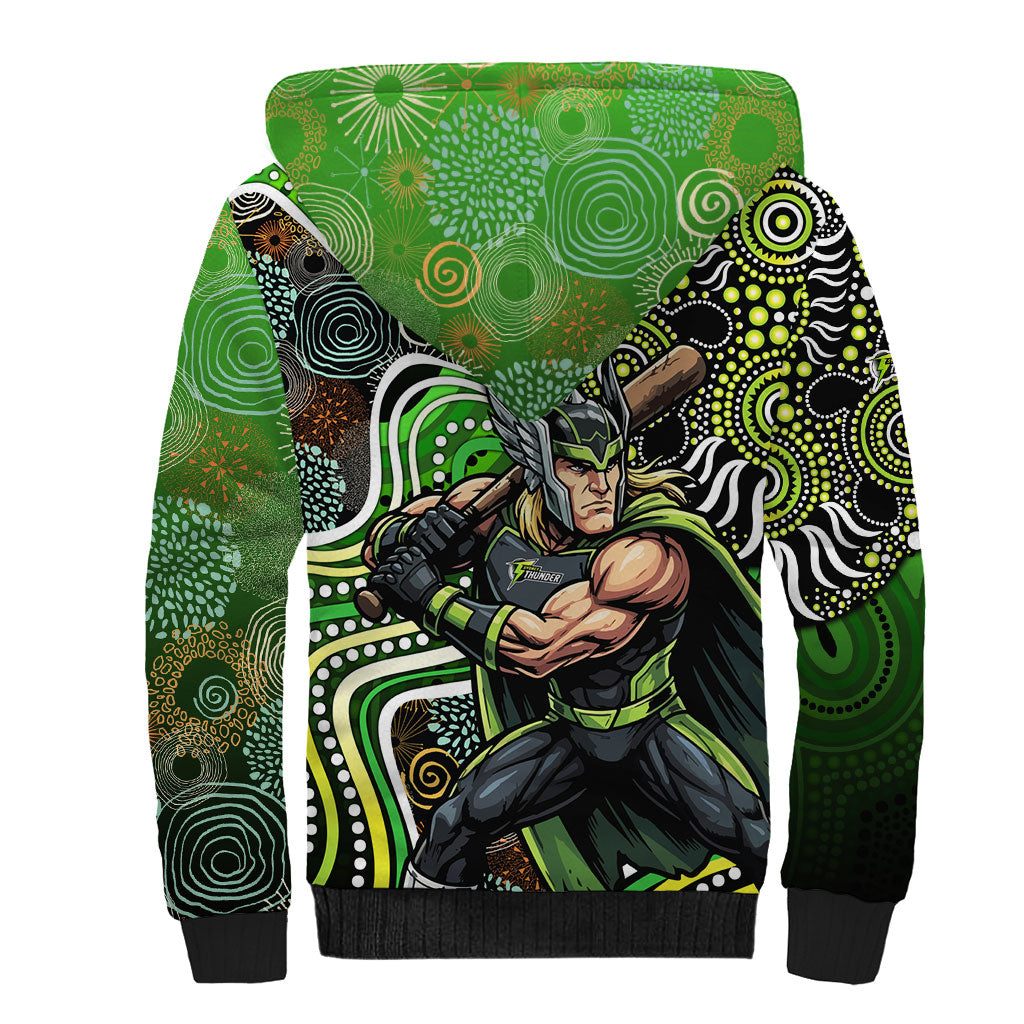 Sydney Thunder Sherpa Hoodie Indigenous Dot Art Superhero Batter Tribal Pattern