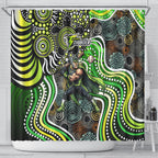 Sydney Thunder Shower Curtain Indigenous Dot Art Superhero Batter Tribal Pattern