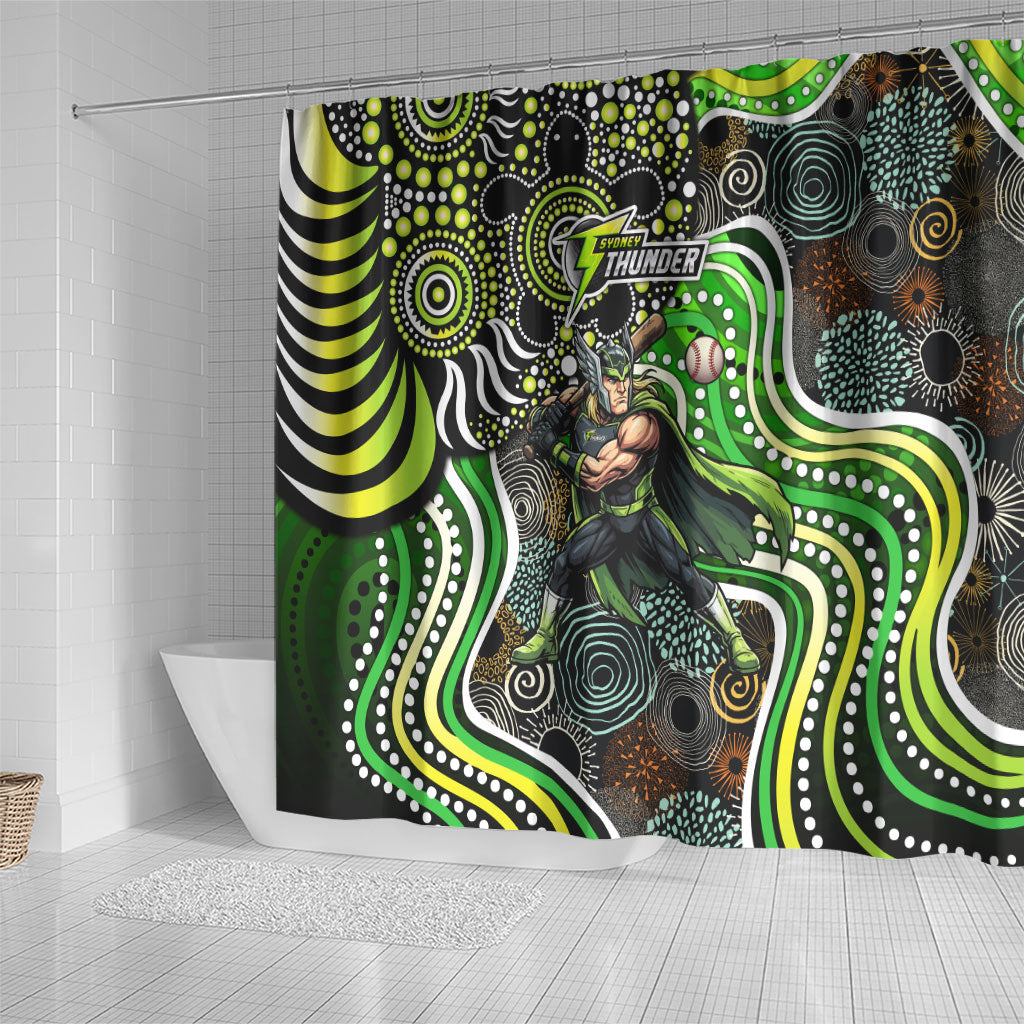 Sydney Thunder Shower Curtain Indigenous Dot Art Superhero Batter Tribal Pattern
