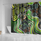 Sydney Thunder Shower Curtain Indigenous Dot Art Superhero Batter Tribal Pattern