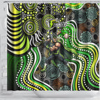 Sydney Thunder Shower Curtain Indigenous Dot Art Superhero Batter Tribal Pattern