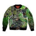 Sydney Thunder Sleeve Zip Bomber Jacket Indigenous Dot Art Superhero Batter Tribal Pattern