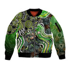 Sydney Thunder Sleeve Zip Bomber Jacket Indigenous Dot Art Superhero Batter Tribal Pattern