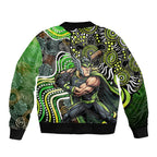 Sydney Thunder Sleeve Zip Bomber Jacket Indigenous Dot Art Superhero Batter Tribal Pattern