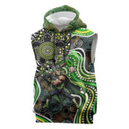 Sydney Thunder Sleeveless Hoodie Indigenous Dot Art Superhero Batter Tribal Pattern