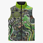 Sydney Thunder Sleeveless Puffer Jacket Indigenous Dot Art Superhero Batter Tribal Pattern