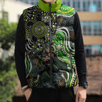 Sydney Thunder Sleeveless Puffer Jacket Indigenous Dot Art Superhero Batter Tribal Pattern
