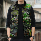 Sydney Thunder Sleeveless Puffer Jacket Indigenous Dot Art Superhero Batter Tribal Pattern